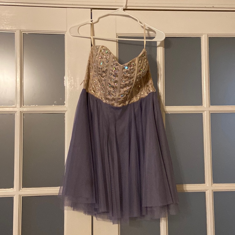 Lilac and nude mini dress